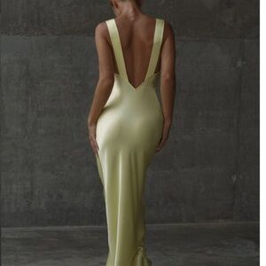 Yellow Satin Maxi Dress